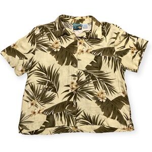 Vintage Women Hawaiian Short Sleeve Shirt Size L Y2K Luau-Ready Vacationcore